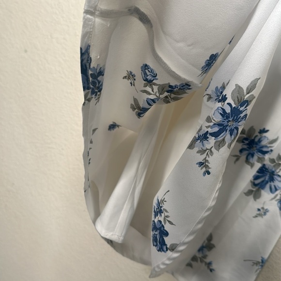 NWT Abercrombie & Fitch Satin Cowl Neck Slip Mini Dress Floral Blue Size small - Picture 9 of 10